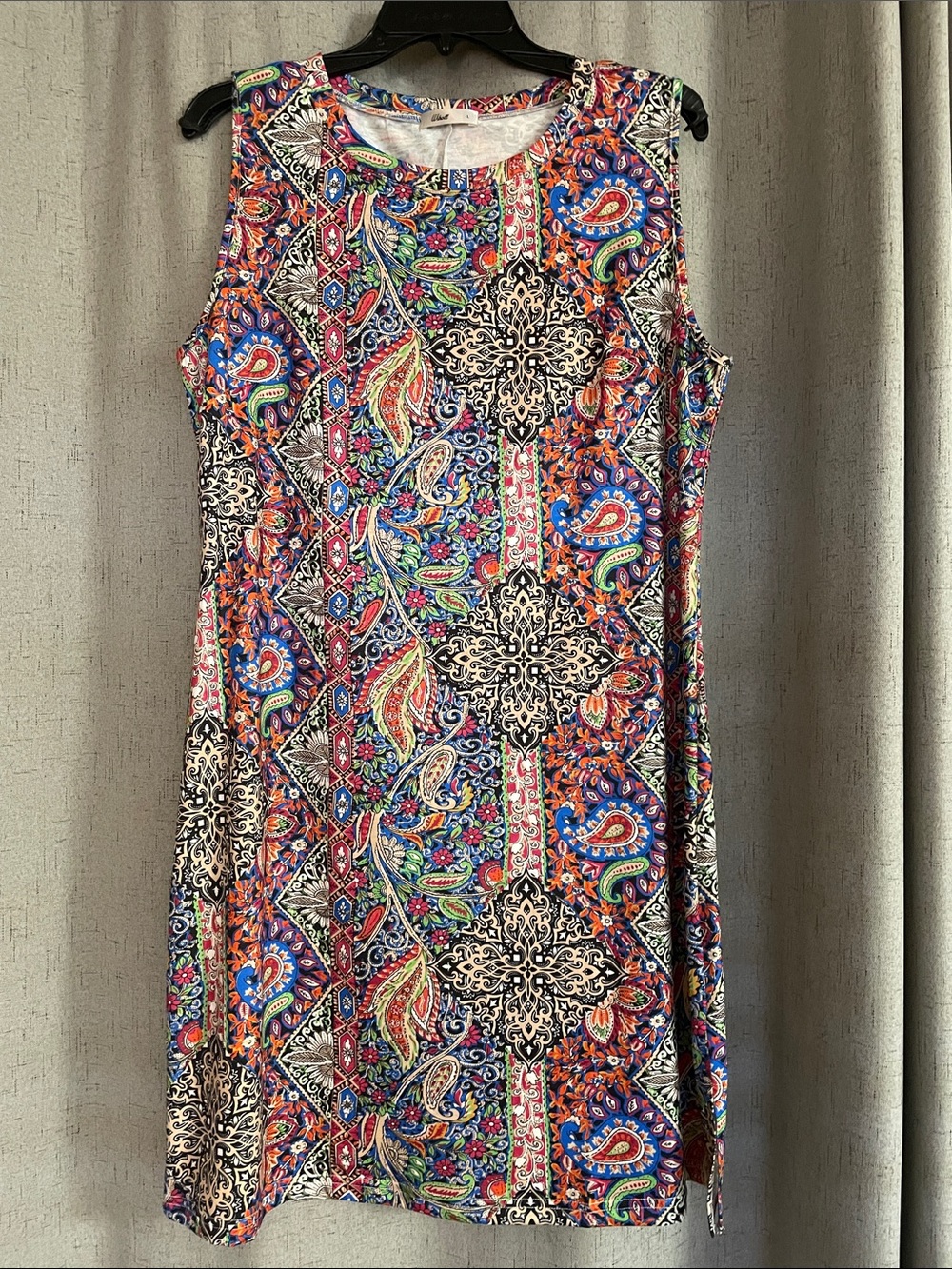 Paisley & Tile Print Sleeveless Midi Dress - Multicolor